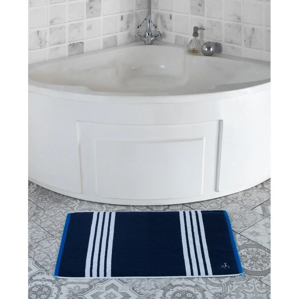 Brooks Brothers Nautical Stripe Dark Blue and White Bath Mat Bathroom Rug